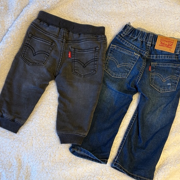 Levi’s 12M Baby Pant Set Grey Knit Jogger & 514 Straight Jean Pull On Style - Picture 6 of 8
